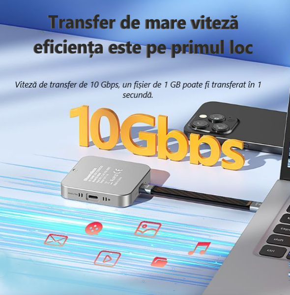 Cititor SSD NVMe 22302242 cu Încărcare PD 100W USB C 10Gbps Ventilator Magnetic Compatibil iPhone Mac Windows Android [8]