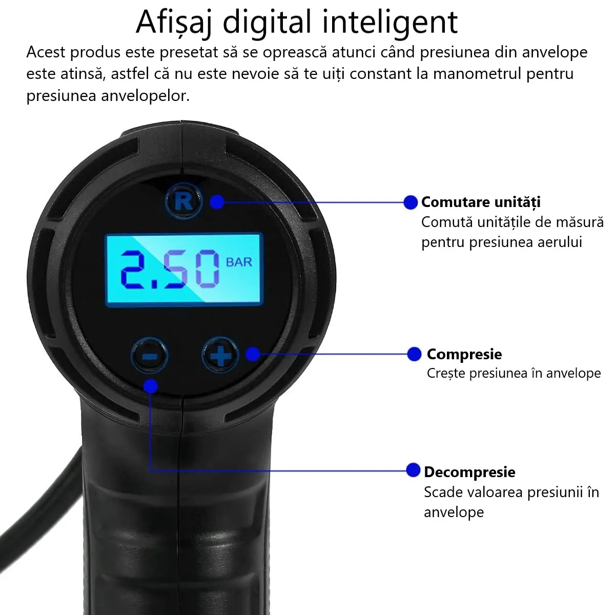 Compresor Auto|Moto cu Acumulator inclus, portabil, multifunctional 120W [2]
