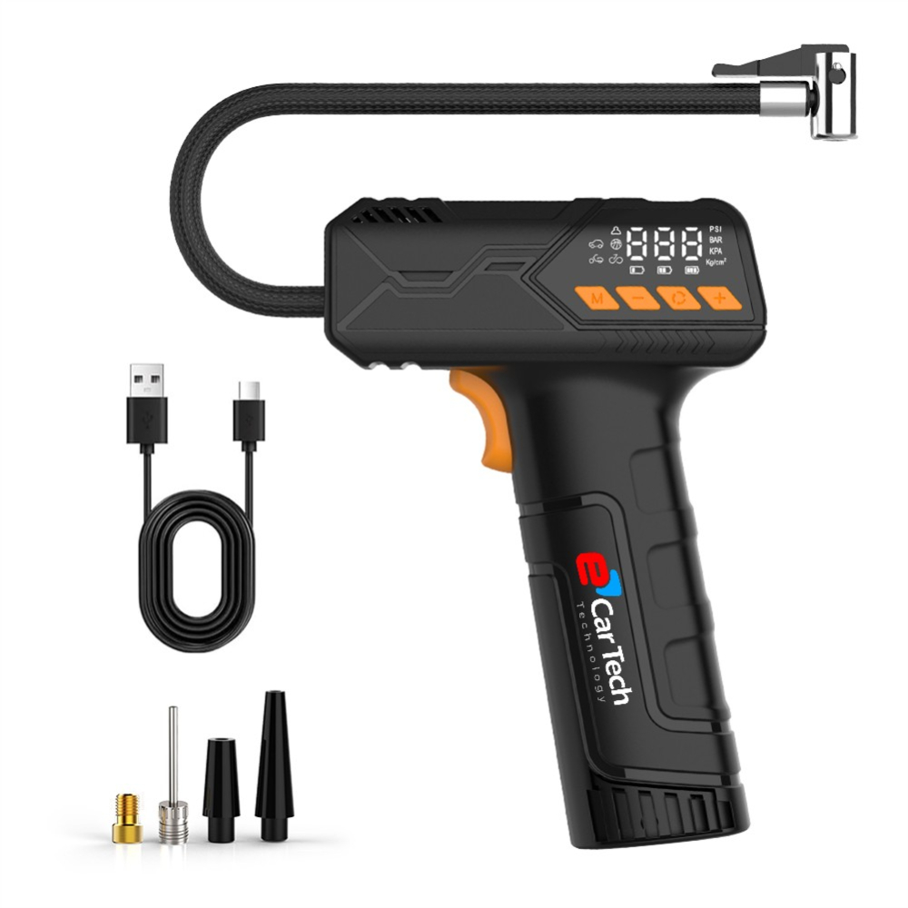 Compresor portabil Auto&Moto, cu acumulator inclus 4000mAh, display digital, incarcare USB-C, culoare negru [6]