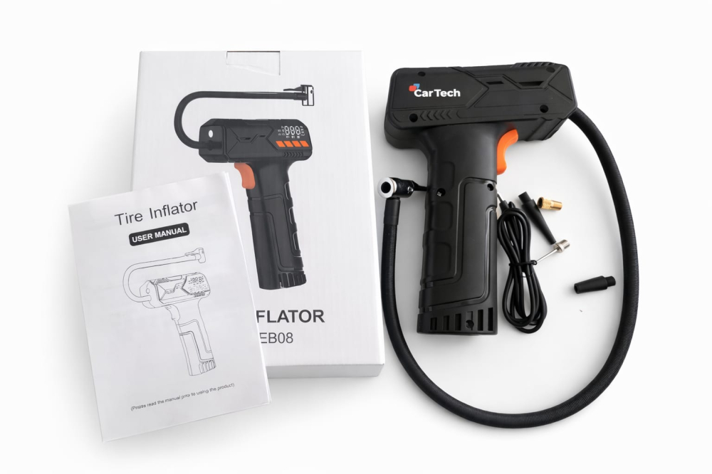 Compresor portabil Auto&Moto, cu acumulator inclus 4000mAh, display digital, incarcare USB-C, culoare negru [2]