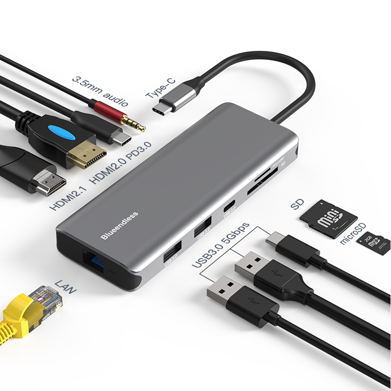 Docking Station USB-C cu Dual HDMI 8K 3x USB 3.0 RJ45 PD 100W Suport Dual Display 120Hz Model HD105 [2]