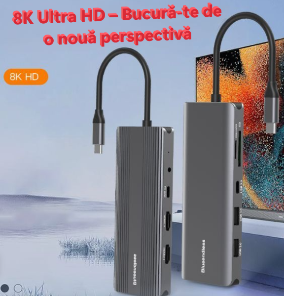 Docking Station USB-C cu Dual HDMI 8K 3x USB 3.0 RJ45 PD 100W Suport Dual Display 120Hz Model HD105 [4]