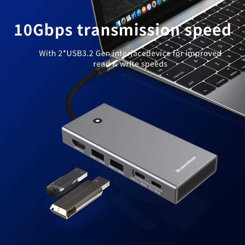 Docking Station USB-C NVMeSATA SSD  Hub 10Gbps cu HDMI 4K60Hz, 100W PD, Cititor Card SDTF, Carcasă Aluminiu – Compatibil M.2 2230 2242 2260 2280 [5]