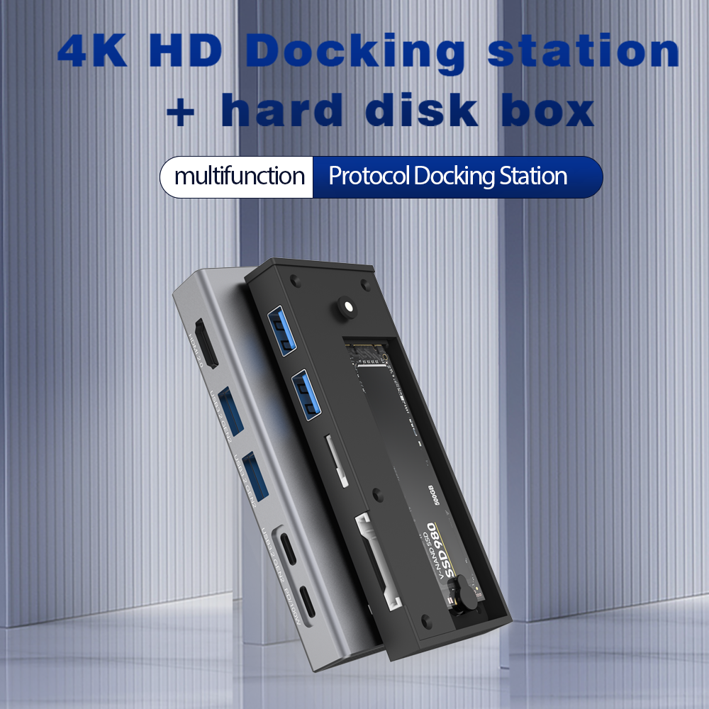 Docking Station USB-C NVMeSATA SSD  Hub 10Gbps cu HDMI 4K60Hz, 100W PD, Cititor Card SDTF, Carcasă Aluminiu – Compatibil M.2 2230 2242 2260 2280 [3]