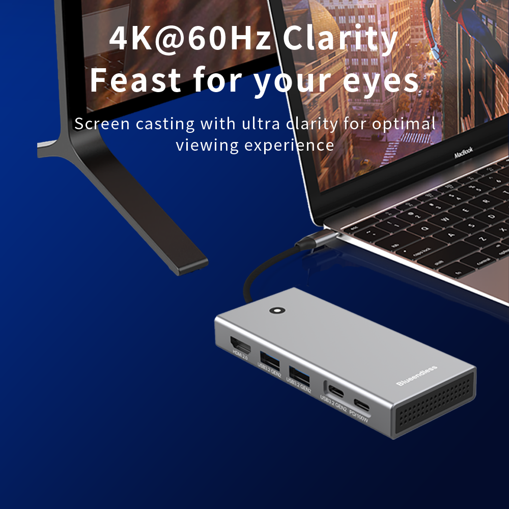 Docking Station USB-C NVMeSATA SSD  Hub 10Gbps cu HDMI 4K60Hz, 100W PD, Cititor Card SDTF, Carcasă Aluminiu – Compatibil M.2 2230 2242 2260 2280 [6]