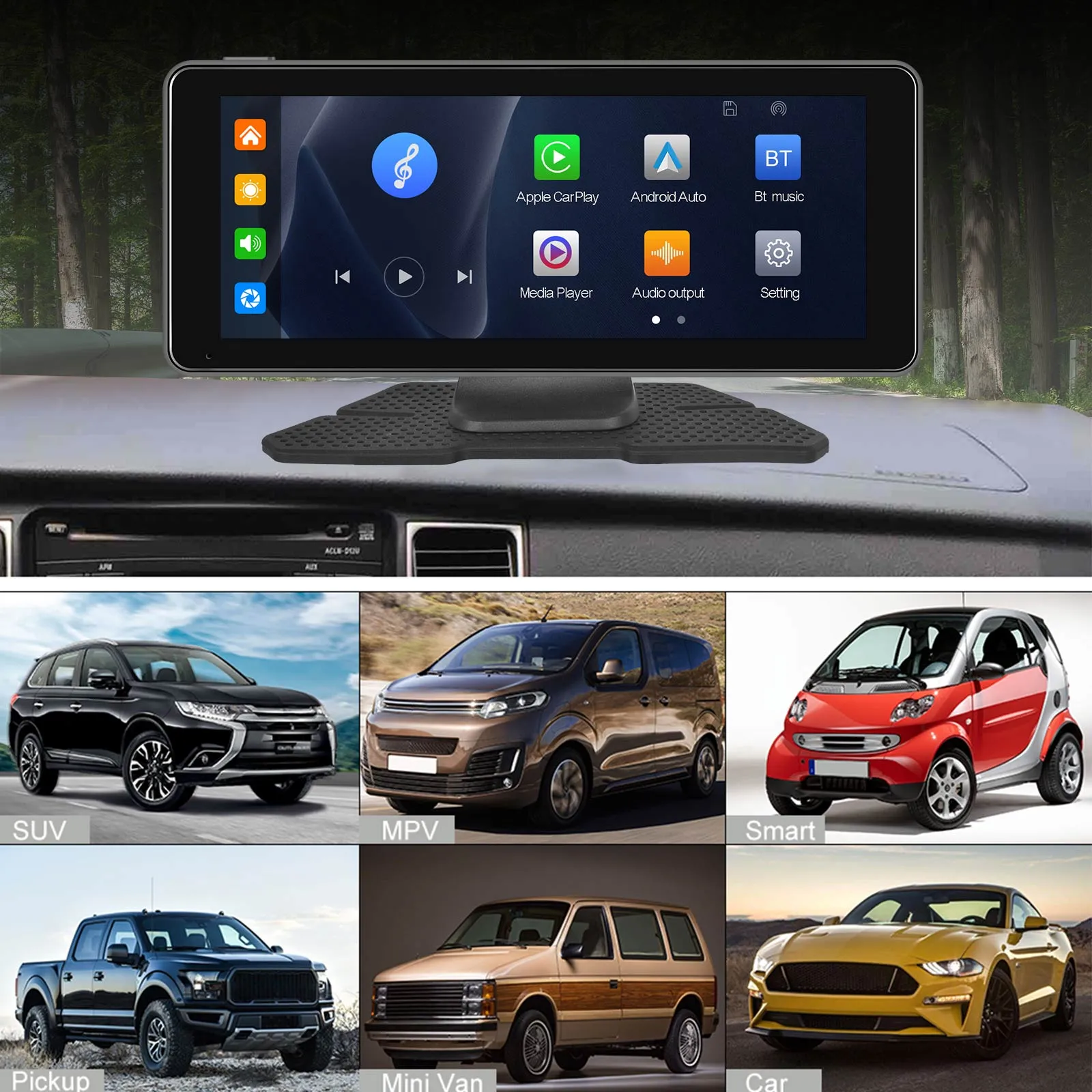 GPS Portabil 6.86" cu CarPlay Wireless, Android Auto, Airplay, BT, FM și AUX - Soluție OEM pentru Mașină [2]