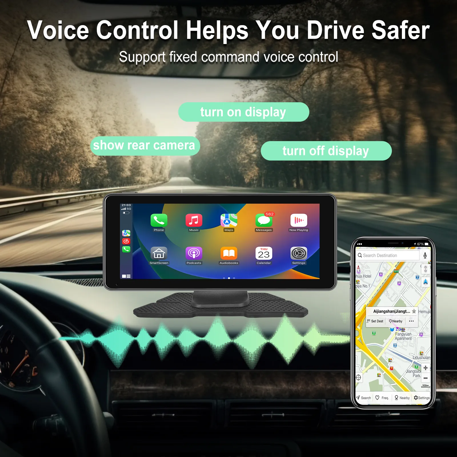 GPS Portabil 6.86" cu CarPlay Wireless, Android Auto, Airplay, BT, FM și AUX - Soluție OEM pentru Mașină [3]