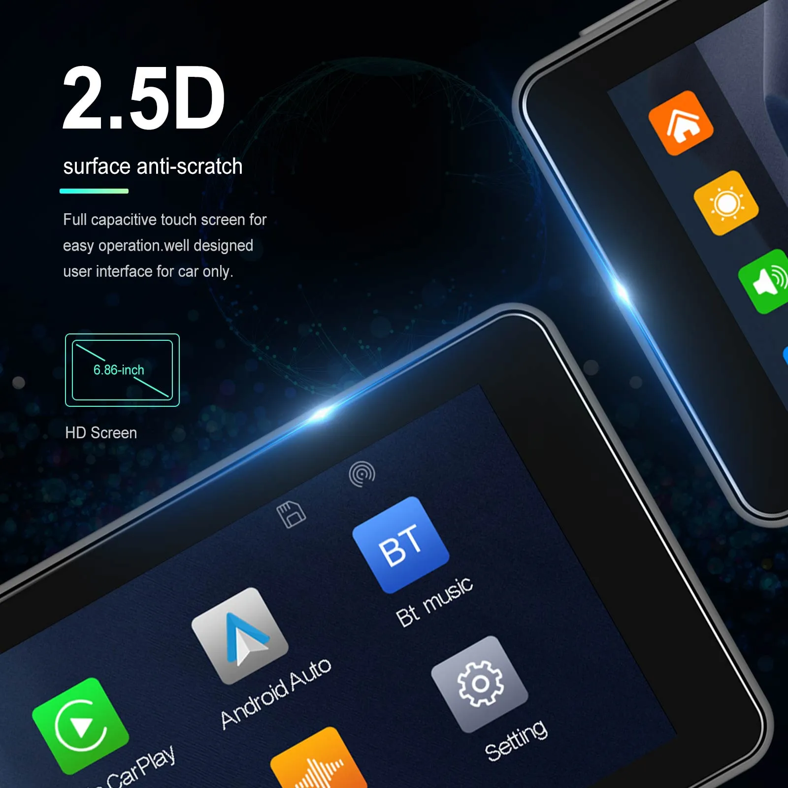 GPS Portabil 6.86" cu CarPlay Wireless, Android Auto, Airplay, BT, FM și AUX - Soluție OEM pentru Mașină [9]