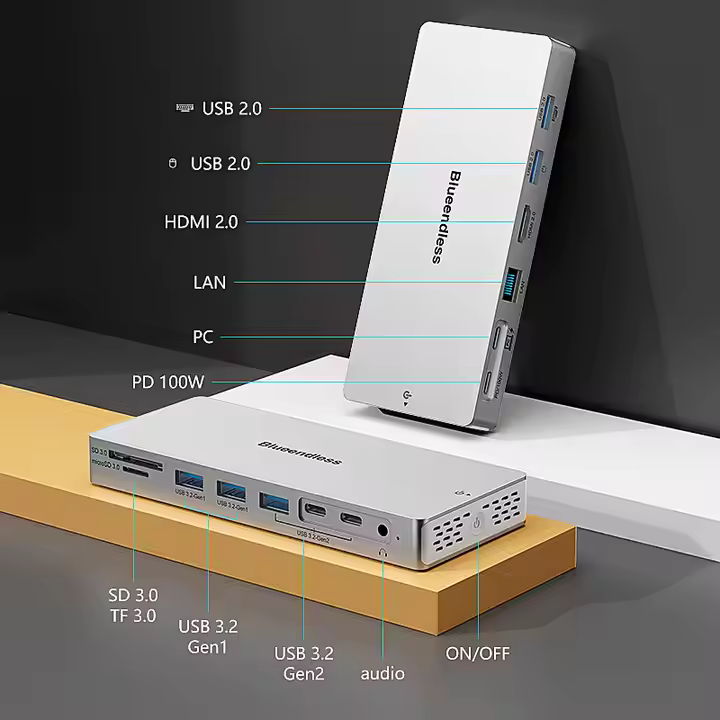 Hub USB C 10Gbps cu HDMI 4K60Hz PD 100W carcasă aluminiu Compatibil Windows Mac Linux Model HC1406 [2]