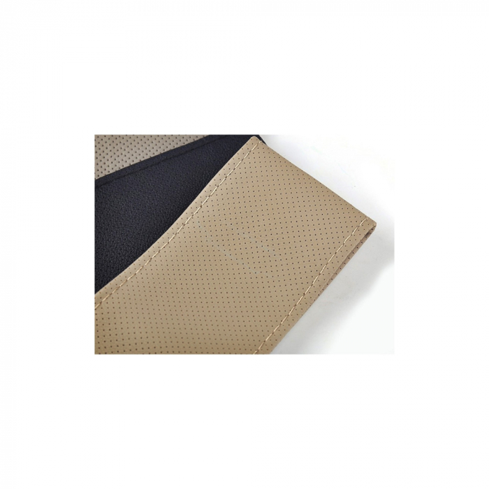 Husa pentru volan din piele perforata, universala, marimea M 41cm, culoare BEJ + ata BEJ si ac [3]