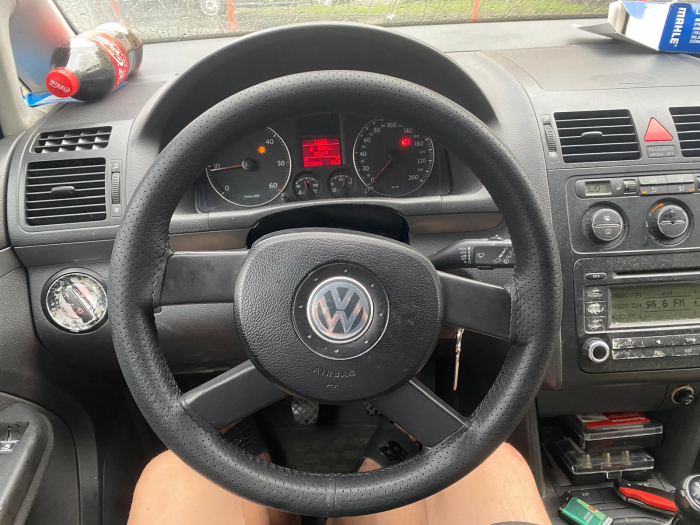 Husa pentru volan din piele perforata, universala, marimea M 41cm, culoare BEJ + ata BEJ si ac [14]