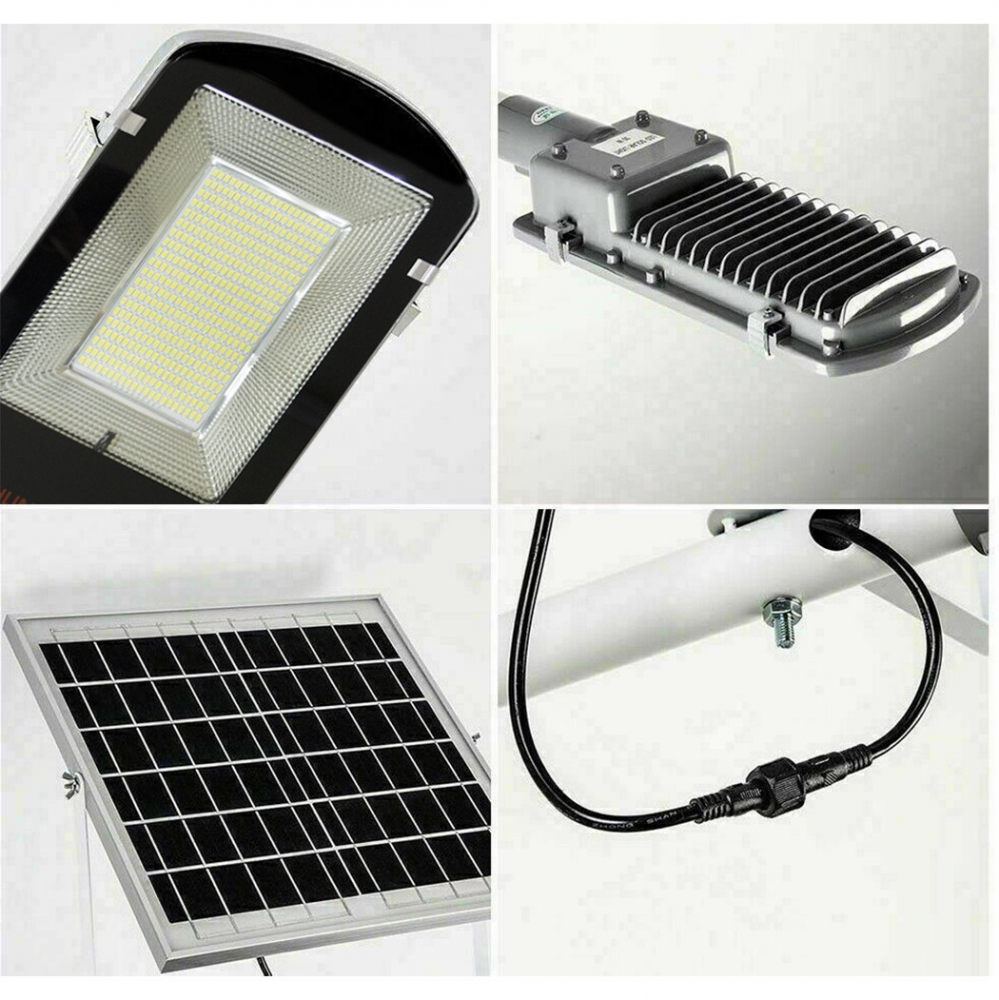 Lampa Solara Stradala LED 100W cu Panou Solar, 220 LED-uri, Telecomanda si Suport Montaj – IP67 [2]