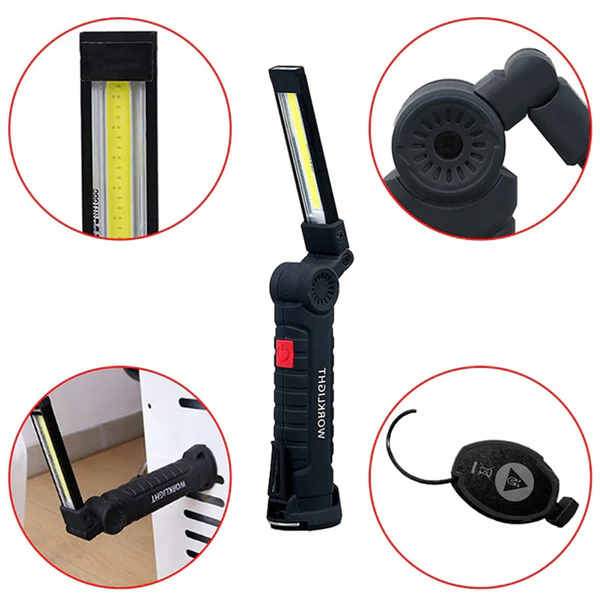 Lanterna LED de mana cu acumulator, magnet si suport - Iluminare versatila si incarcare USB [4]