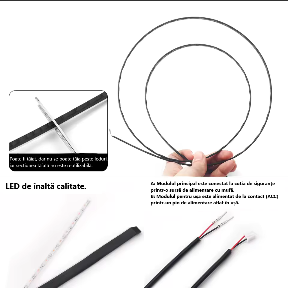 Kit LED RGB Ambient Auto 21 Piese – Control prin Aplicație, Bluetooth [4]