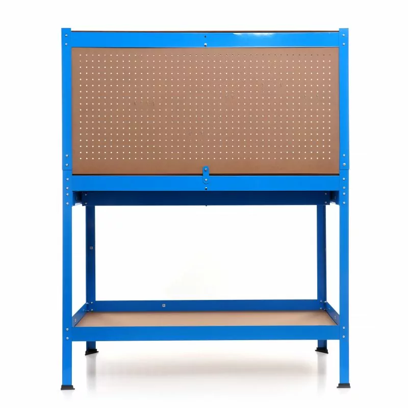 Masă de Lucru cu Sertar și Perete Suport – 120x60 cm, 100 kg, cu 12 Cârlige Metalice [6]