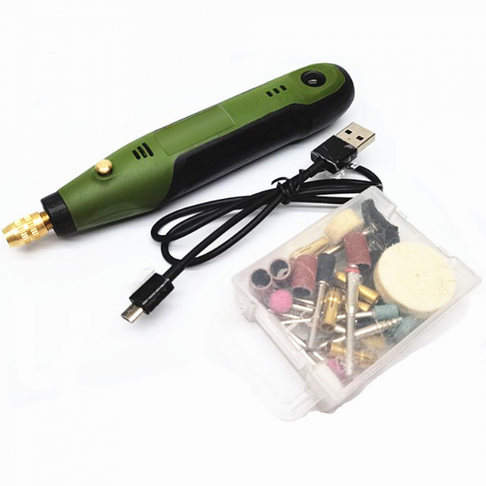 Masina de gravat cu acumulator 3.6 V, încărcare USB, 3 viteze, 34 accesorii incluse [3]