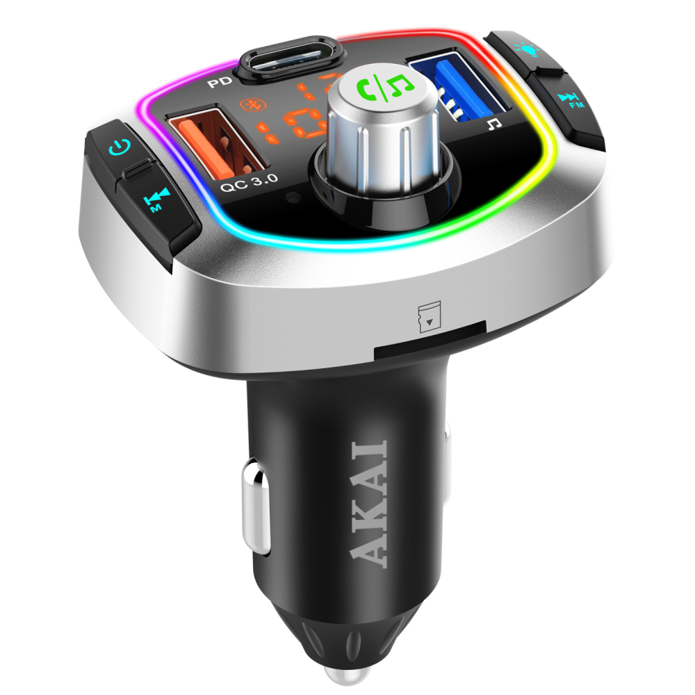 Modulator FM Akaia, Bluetooth 5.0 music, FM, incarcare rapida USB-C, [3]