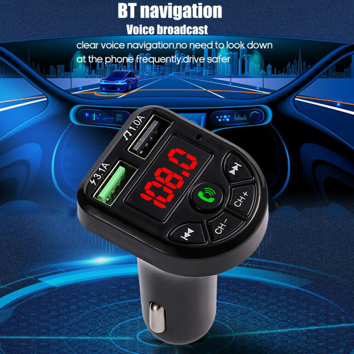 Modulator FM Bluetooth, 2x USB Fast Charge, microSD, Negru [8]