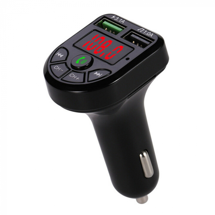 Modulator FM Bluetooth, 2x USB Fast Charge, microSD, Negru [3]
