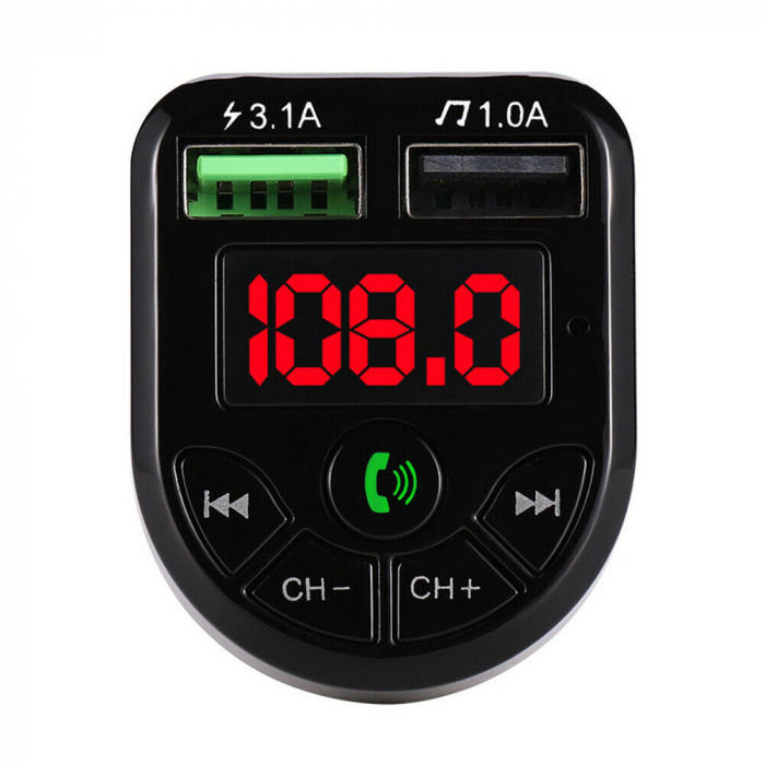 Modulator FM Bluetooth, 2x USB Fast Charge, microSD, Negru [7]