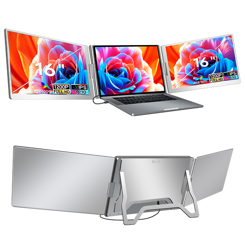 Monitor dublu, Portabil 16 inch IPS S900, 1920x1200 FHD, USB-C, 100% sRGB, Compatibil Windows & Mac – Ideal pentru Laptopuri 12-18.5" [1]