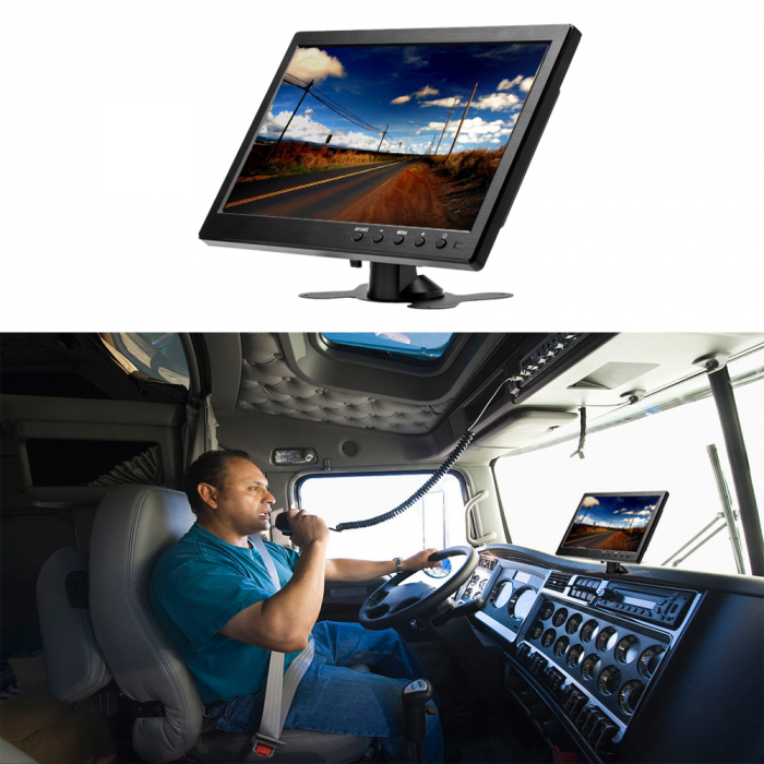 Monitor LCD HD ecran 10.1 Inch, conexiunie HDMI, VGA, RCA audio video, USB, difuzoare incorporate [5]