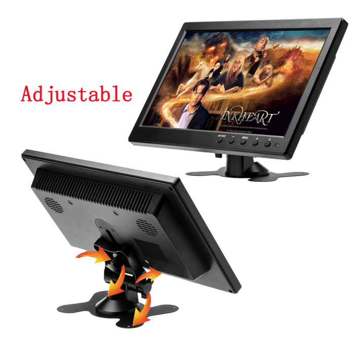 Monitor LCD HD ecran 10.1 Inch, conexiunie HDMI, VGA, RCA audio video, USB, difuzoare incorporate [8]