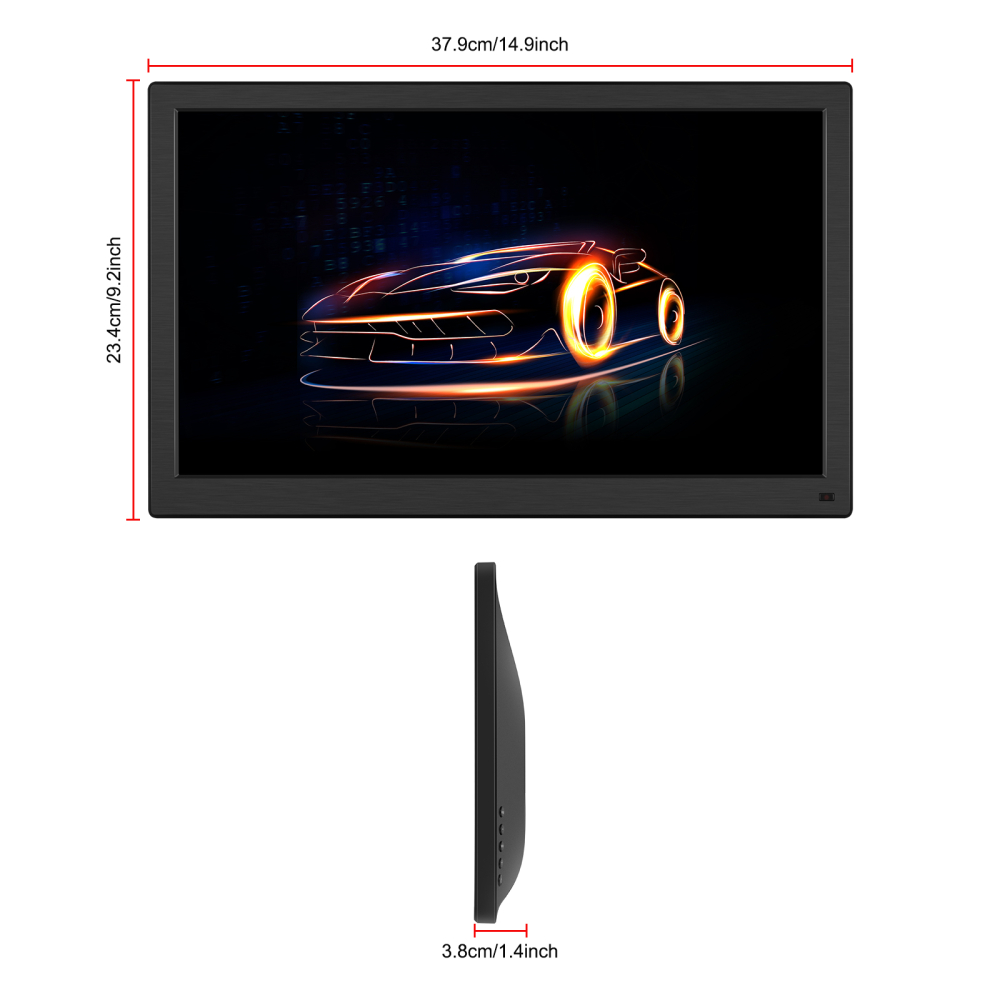 Monitor Portabil LED IPS 15.6 Inch Multifuncțional, 144Hz, HDMI/VGA/BNC/USB/AV, Boxe Integrate și Telecomandă–Ideal pentru Supraveghere CCTV, Auto, Gaming și PC [3]