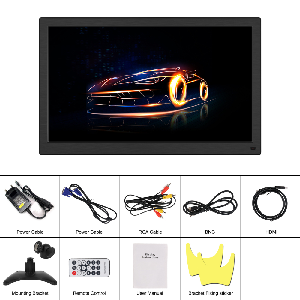 Monitor Portabil LED IPS 15.6 Inch Multifuncțional, 144Hz, HDMI/VGA/BNC/USB/AV, Boxe Integrate și Telecomandă–Ideal pentru Supraveghere CCTV, Auto, Gaming și PC [6]