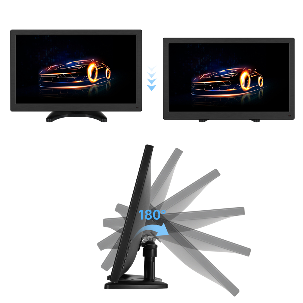 Monitor Portabil LED IPS 15.6 Inch Multifuncțional, 144Hz, HDMI/VGA/BNC/USB/AV, Boxe Integrate și Telecomandă–Ideal pentru Supraveghere CCTV, Auto, Gaming și PC [2]