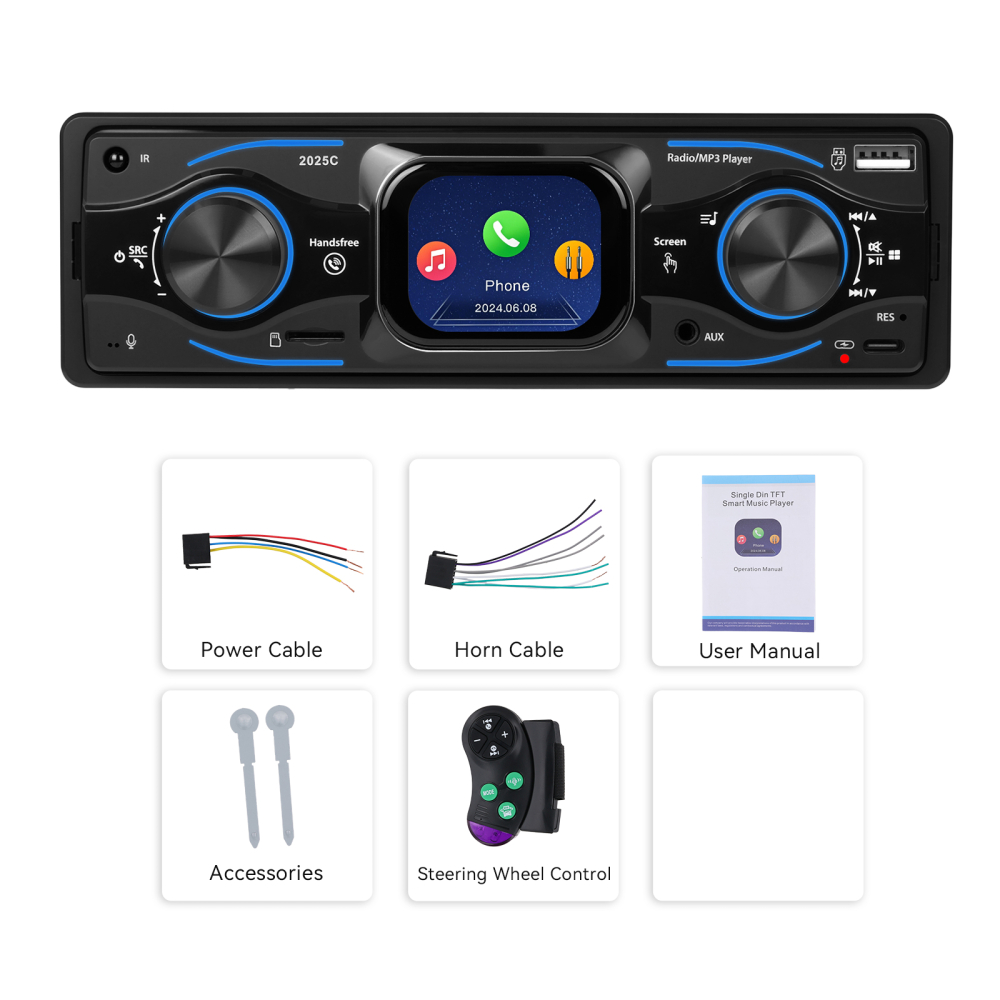 MP3 Player Auto 1DIN cu Bluetooth, Ecran Touchscreen 2.17", Multimedia și RGB [10]