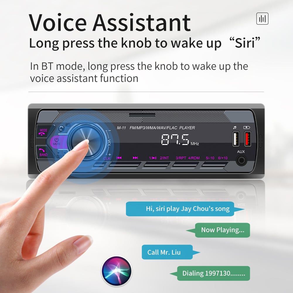 MP3 Player Auto cu Bluetooth, Control prin Aplicație Mobilă, USB, AUX, FM Radio și Lumini RGB – Model M11 [7]