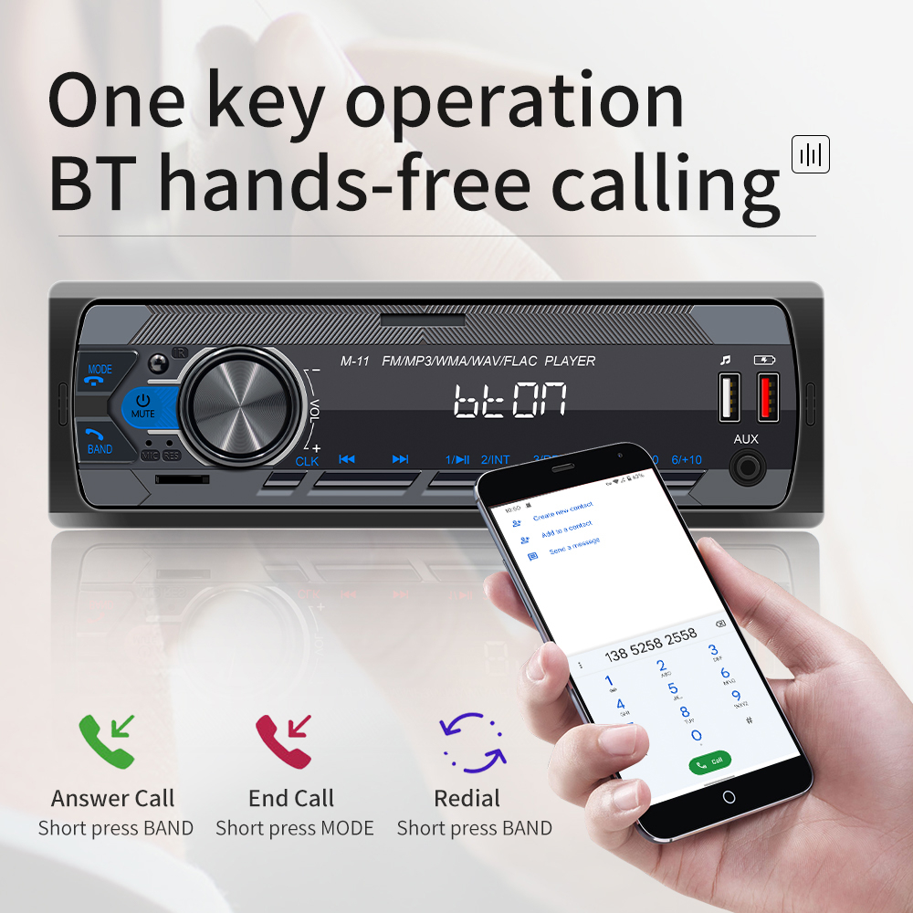MP3 Player Auto cu Bluetooth, Control prin Aplicație Mobilă, USB, AUX, FM Radio și Lumini RGB – Model M11 [6]