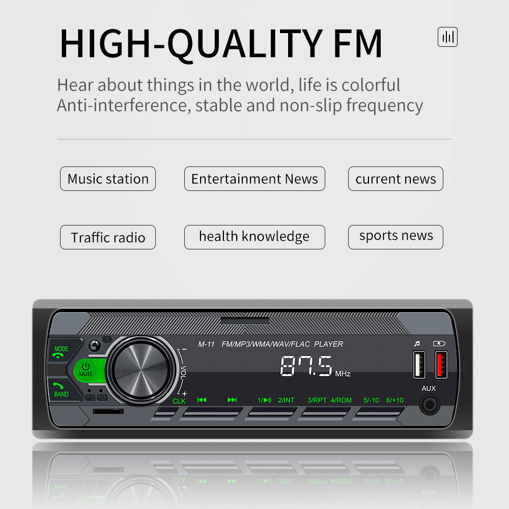 MP3 Player Auto cu Bluetooth, Control prin Aplicație Mobilă, USB, AUX, FM Radio și Lumini RGB – Model M11 [4]