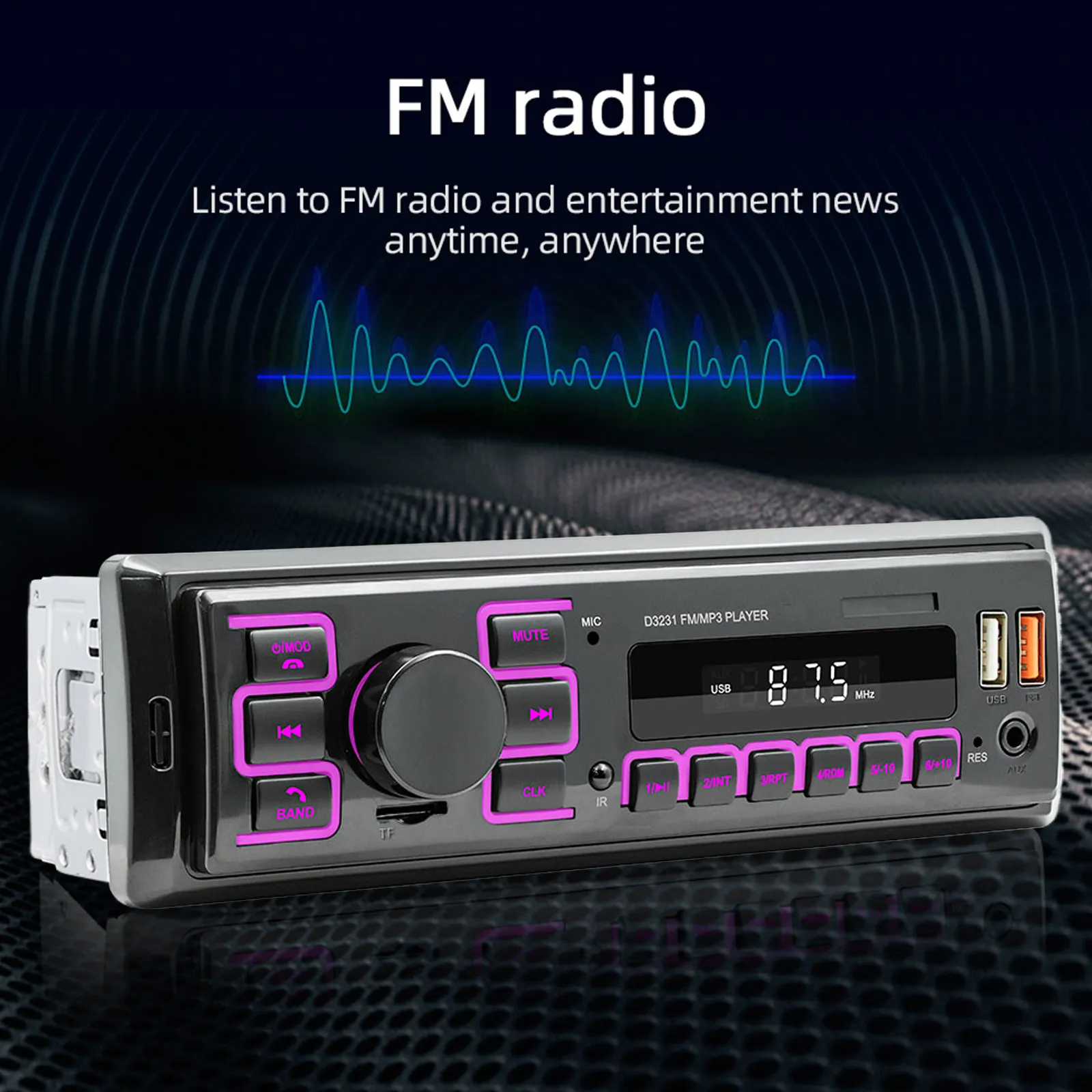MP3 Player, Casetofon Auto 1DIN Universal, Bluetooth, USB, FM RADIO auto [7]
