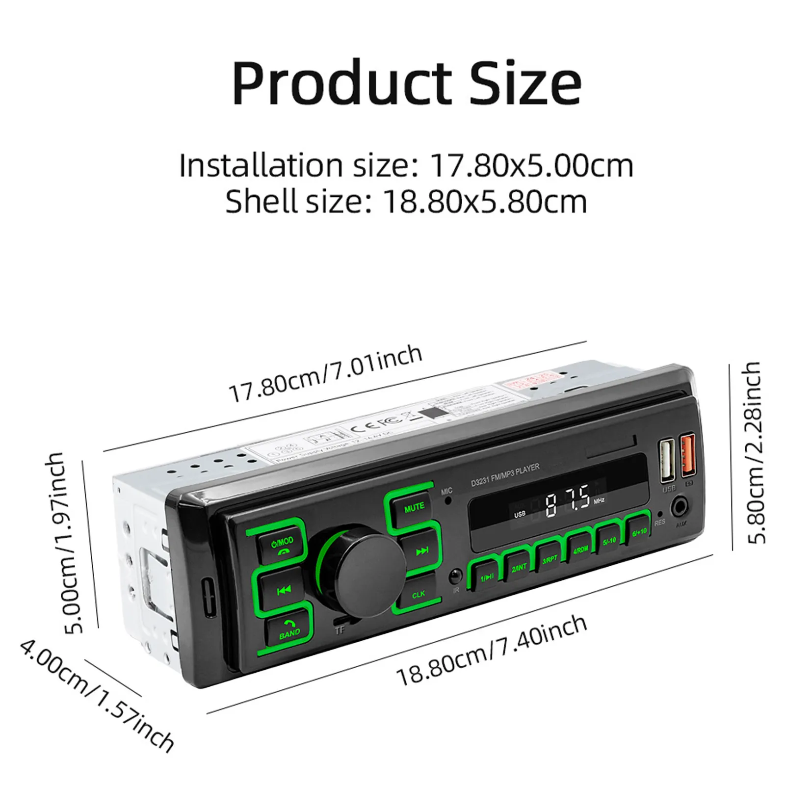 MP3 Player, Casetofon Auto 1DIN Universal, Bluetooth, USB, FM RADIO auto [5]