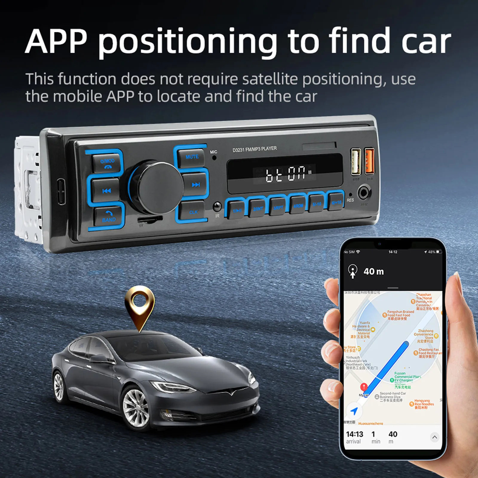 MP3 Player, Casetofon Auto 1DIN Universal, Bluetooth, USB, FM RADIO auto [11]
