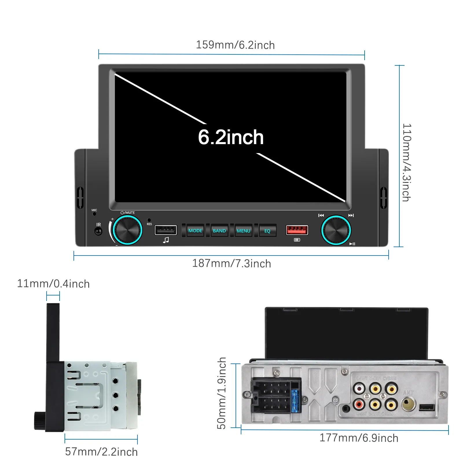 MP5 Player Auto 1DIN, CarPlay si Android Auto wireless, USB Fast Charge, Bluetooth, ecran tactil 6.2 inch [6]
