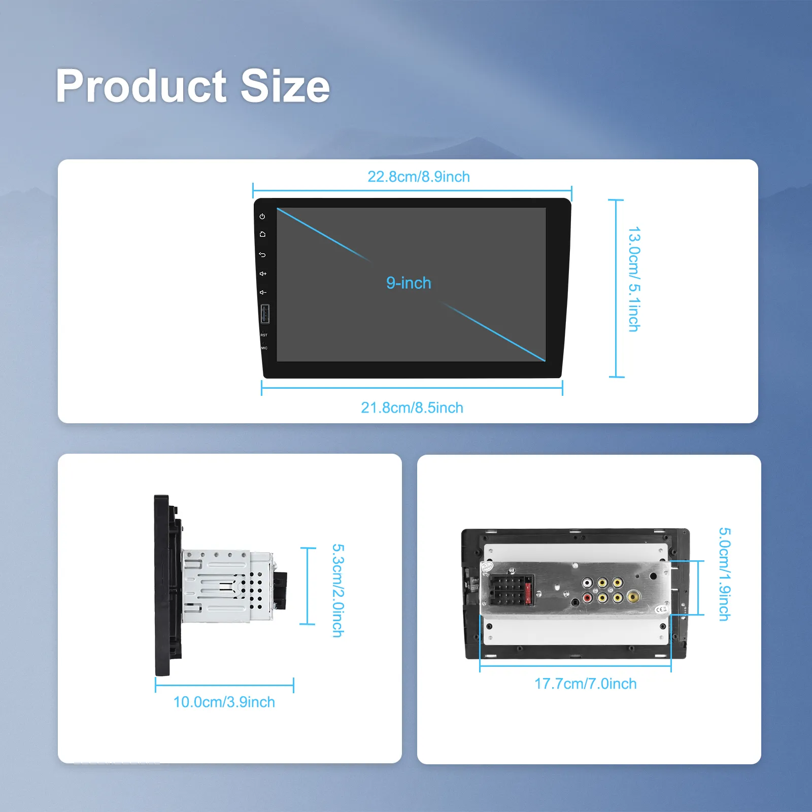 MP5 Player Auto 1DIN Universal, CarPlay si Android Auto wireless, Bluetooth, USB frontal, RCA Subwoofer, ecran 9 Inch [2]