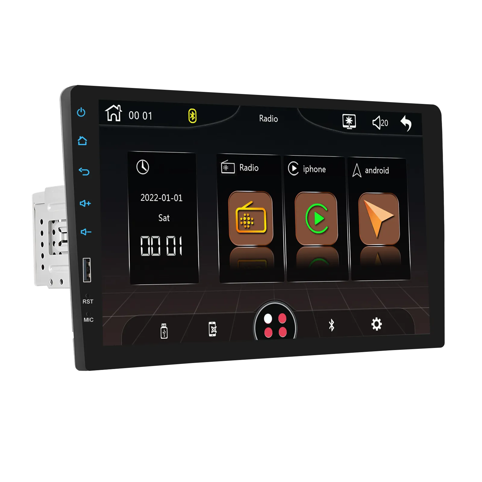 MP5 Player Auto 1DIN Universal, CarPlay si Android Auto wireless, Bluetooth, USB frontal, RCA Subwoofer, ecran 9 Inch [3]