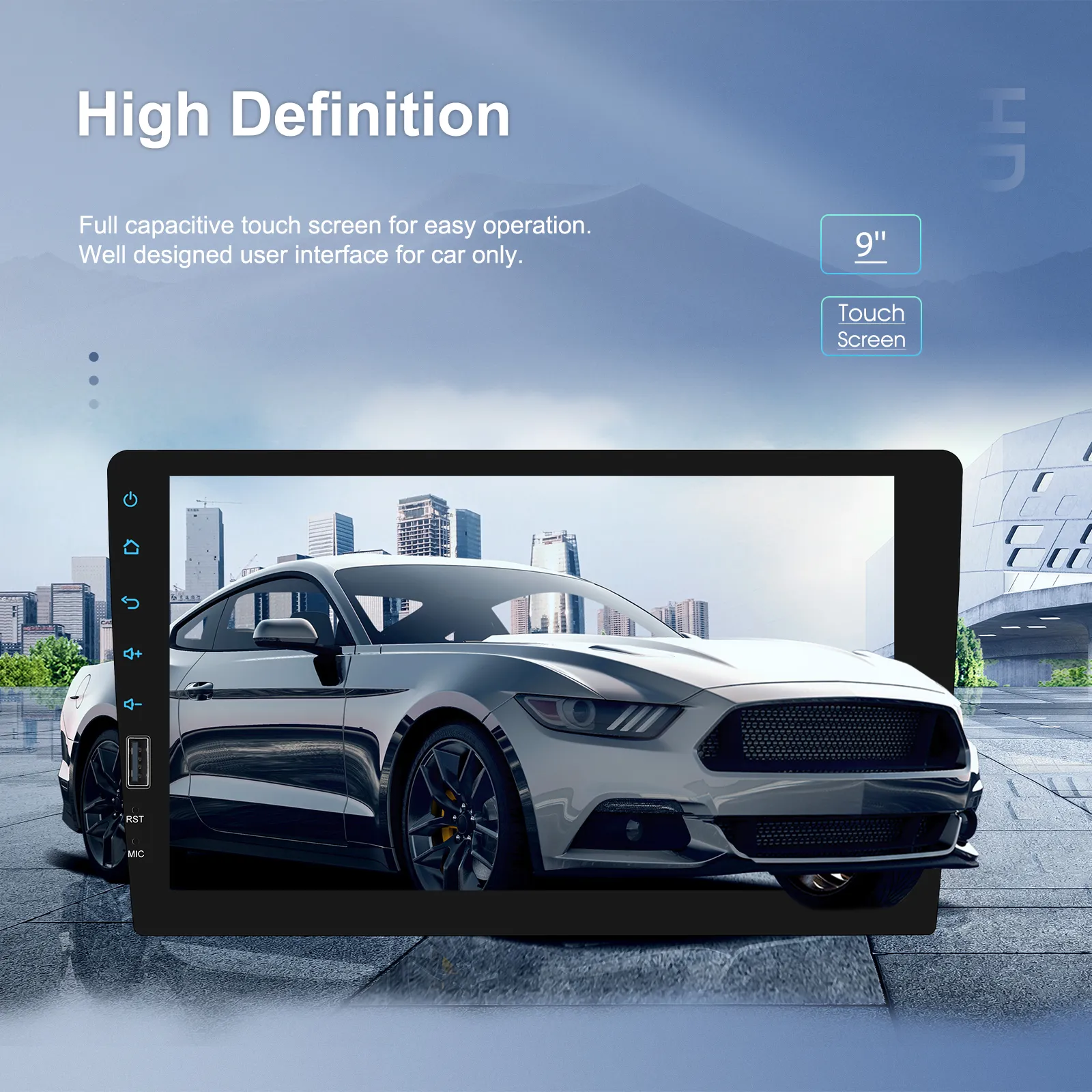 MP5 Player Auto 1DIN Universal, CarPlay si Android Auto wireless, Bluetooth, USB frontal, RCA Subwoofer, ecran 9 Inch [5]
