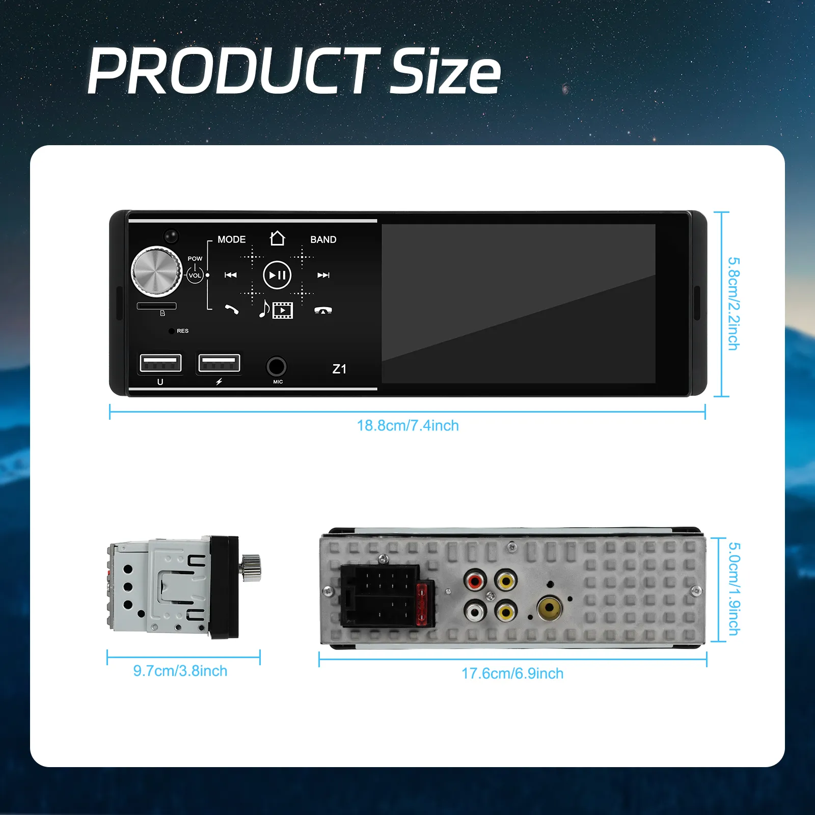 MP5 Player Auto Universal 1DIN, MirroLink, USB, Bluetooth 5.0, full touchscreen, ecran 4 inch [10]