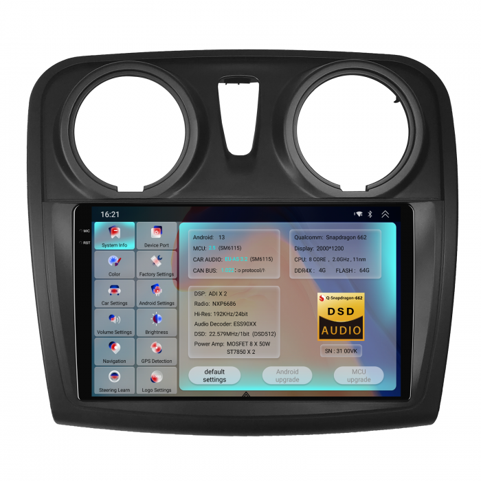 Navigatie 2K QLED, Dacia Logan, Duster, Sandero (2012-2020), 4 GB RAM, SLOT SIM 4G, OCTA CORE 2.0, DSP, CarPlay si Android Auto ecran 9.36 inch [2]
