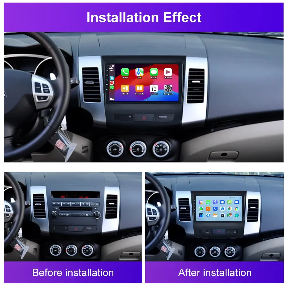 Navigatie 2K QLED Mitstubishi Outlander / Peugeot 4007 / Citroen C-Crosser (2008-2015), 4GB RAM, SLOT Cartela SIM 4G, DSP, CarPlay si Android Auto, ecran 9.50 Inch [6]