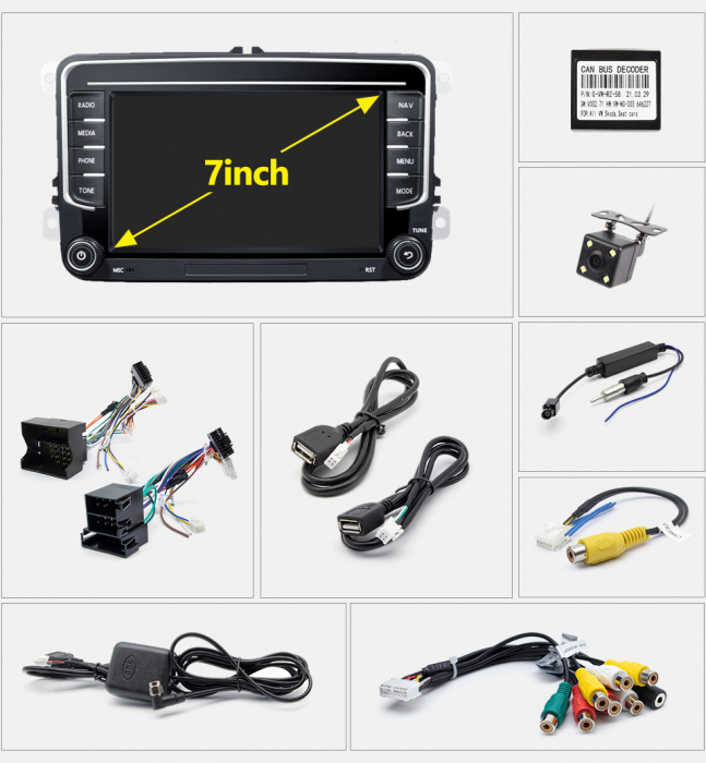Navigatie Android 11, Carplay, 2GB RAM 32GB ROM, Ecran de 7 Inch, dedicata Golf 5, Golf 6, Jetta, Passat B6, CC, B7, Polo, Tiguan, Touran, Skoda, Seat [27]