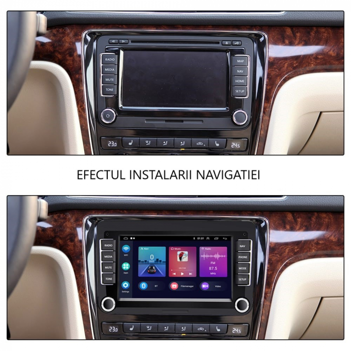 Navigatie Volkswagen|Skoda|Seat cu Android 13, Carplay, 2GB RAM 64GB ROM, Ecran de 7 Inch, dedicata Golf 5, Golf 6, Jetta, Passat B6, CC, B7, Polo, Tiguan, Touran, Skoda, Seat [7]