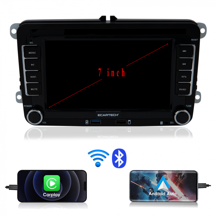 Navigatie Volkswagen, Skoda, Seat cu Android 13, Carplay, 2GB RAM 64GB ROM, Ecran de 7 Inch, dedicata Golf 5, Golf 6, Jetta, Passat B6, CC, B7, Polo, Tiguan, Touran, Skoda, Seat RESIGILAT [16]
