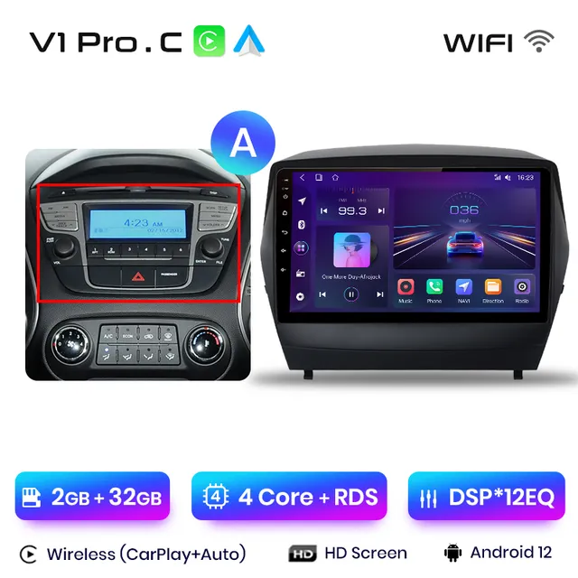 Navigatie Hyundai IX35 (2010- 2015) Android 12, 2GB 32GB, DSP, CarPlay si Android Auto, 10.1 Inch [11]