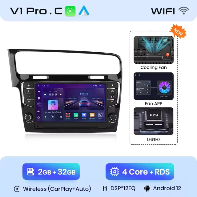 Navigație Android 12 pentru Volkswagen Golf 7 (2013-2017)–Ecran 9 inch, CarPlay & Android Auto, 2GB RAM + 32GB ROM [2]