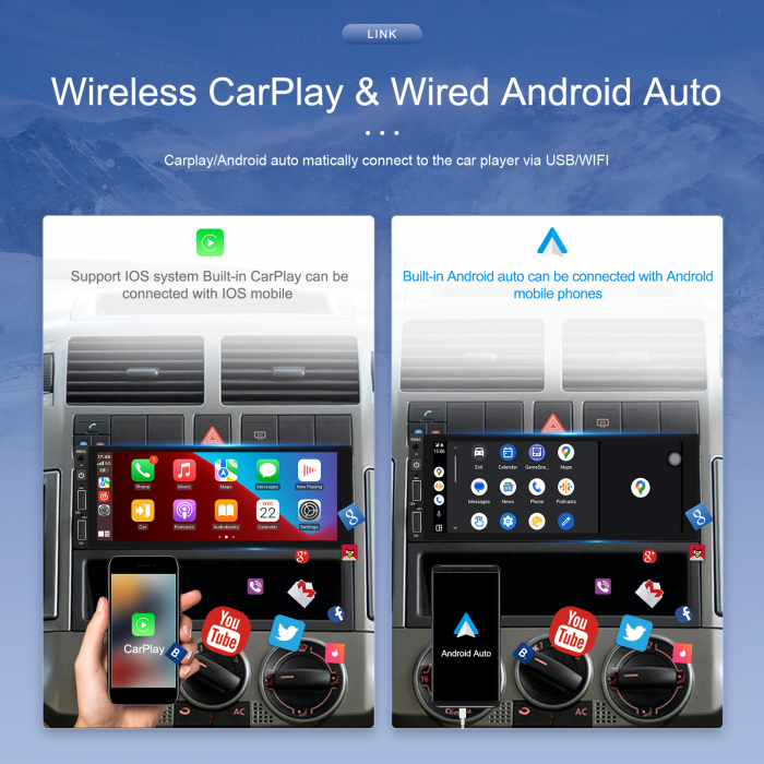 Navigatie Android 13, Player 1DIN 2GB 64GB, CarPlay si Android Auto wifi, DSP, RDS, Universal, ecran 6.86 Inch [7]